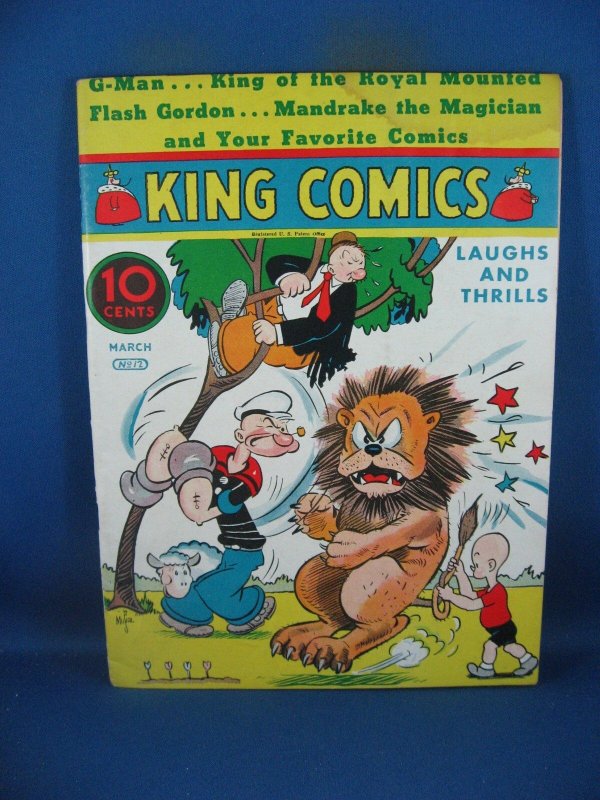King Comics #12 (1937), raw comic book in VG condition — front cover