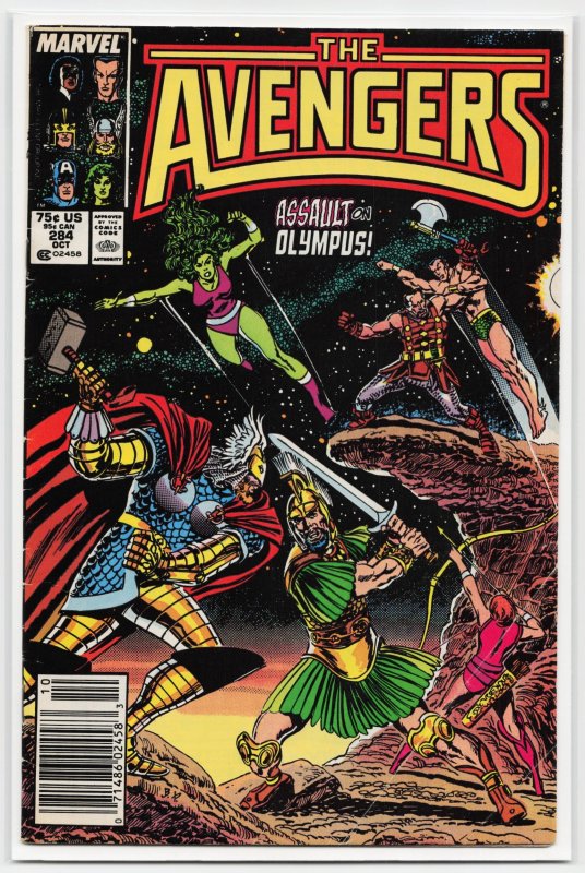 The Avengers #284 (Marvel Comics, 1987), raw, ungraded comic book — front cover
