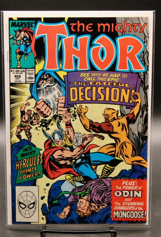 Thor #408 (Marvel Comics, 1989), raw, ungraded comic book — front cover