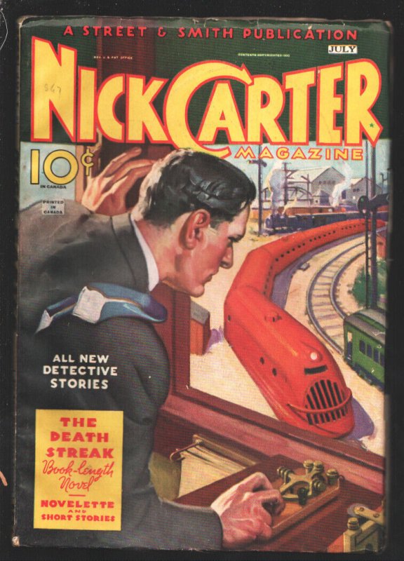Nick Carter 7/1935-Canadian Variant-"The Death Streak"-Vol. 5 #4, raw, ungraded comic book — front cover