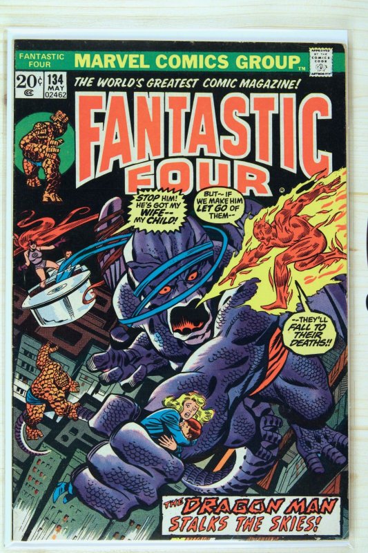 Fantastic Four #134 (Marvel Comics, 1973), raw comic book in FN+ 6.5 condition — front cover