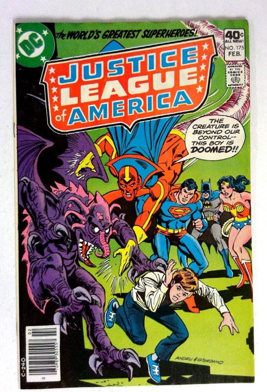 Justice League of America #175 (DC Comics, 1980), raw comic book in VG condition — front cover