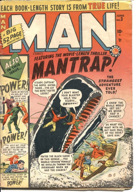 Man #10 (Marvel Comics, 1950), raw comic book in VG condition — front cover