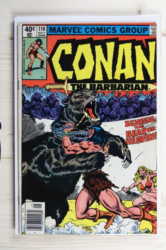Conan the Barbarian #110 (Marvel Comics, 1980), raw comic book in FN 6.0 condition — front cover