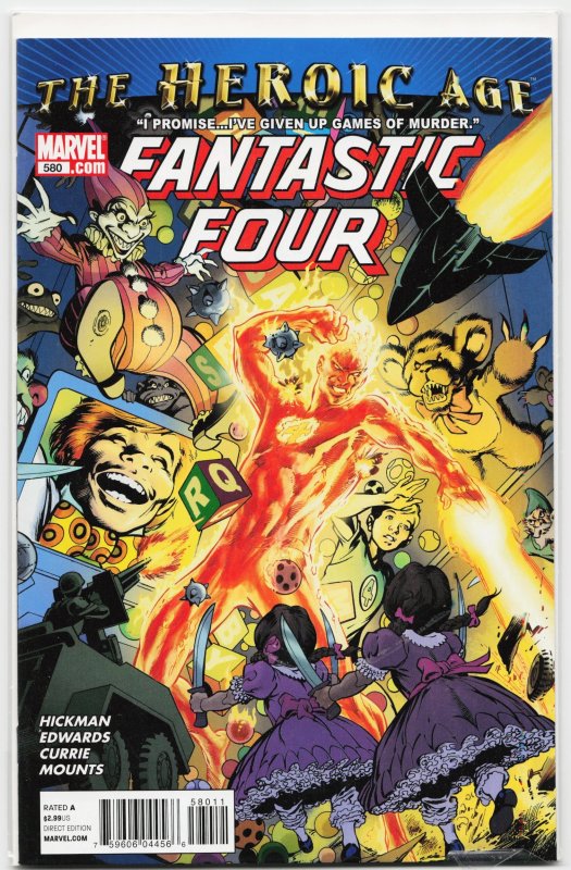 Fantastic Four #580 (Marvel Comics, 2010), raw, ungraded comic book — front cover