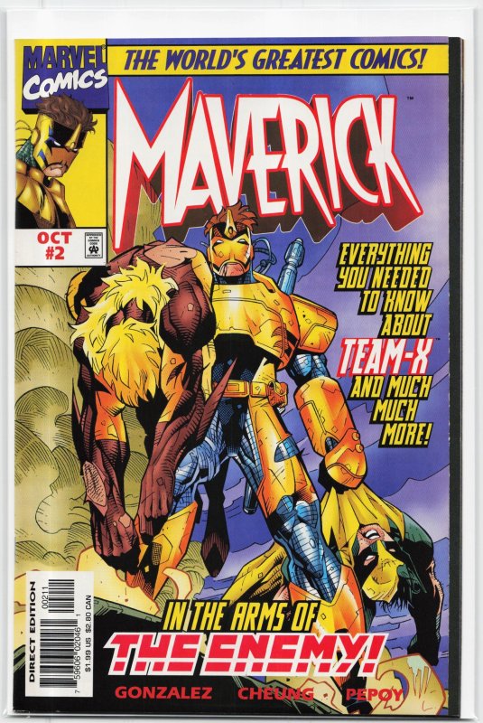 Maverick #2 (Marvel Comics, 1997), raw, ungraded comic book — front cover