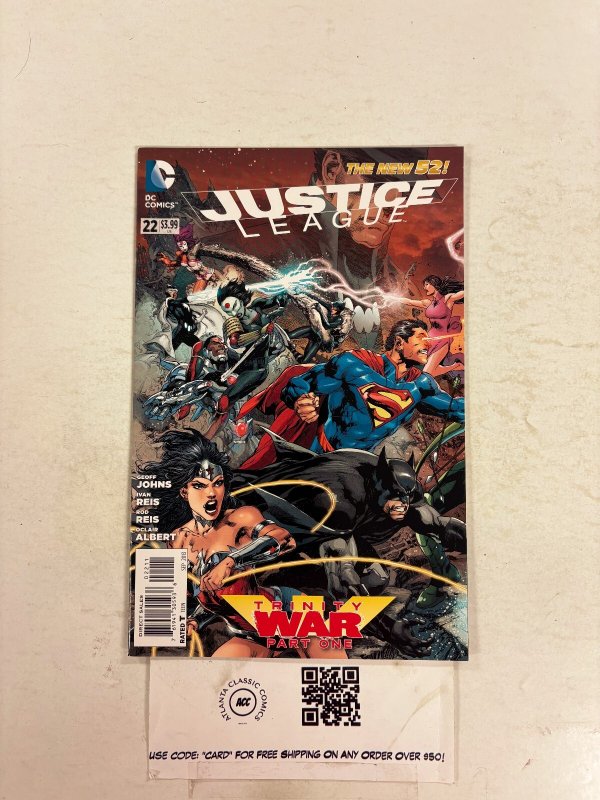 Justice League #22 (DC Comics), raw comic book in NM condition — front cover