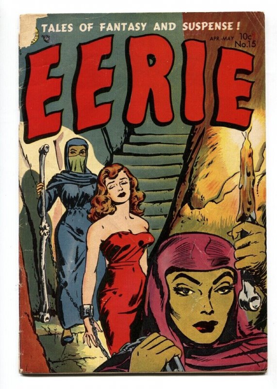 Eerie #15-1954-Woman Chained on Cover-1954 Werewolf Story-Horror, raw, ungraded comic book — front cover