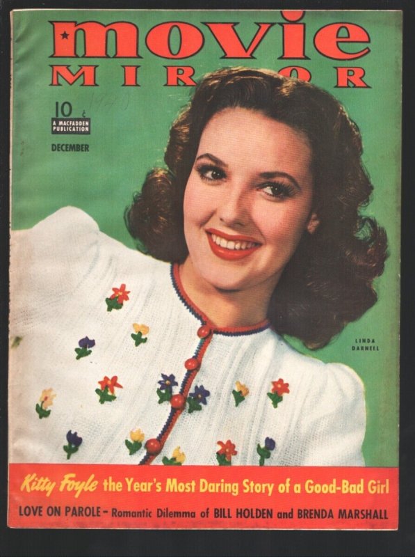 MAG: Movie Mirror 12/1940-Linda Darnell-"Kitty Foyle"-Ginger Rogers-Ida Lupin..., raw, ungraded comic book — front cover