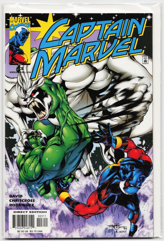 Captain Marvel #3 (Marvel Comics, 2000), raw, ungraded comic book — front cover