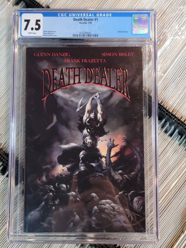 Death Dealer #1 (1995), CGC 7.5 graded comic book, Universal Blue label — front cover in its holder