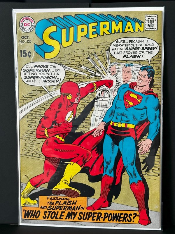 Superman #220 (DC Comics, 1969), raw, ungraded comic book — front cover