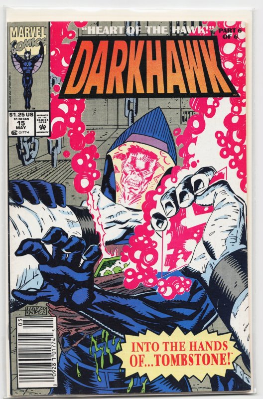 Darkhawk #15 (Marvel Comics, 1992), raw, ungraded comic book — front cover