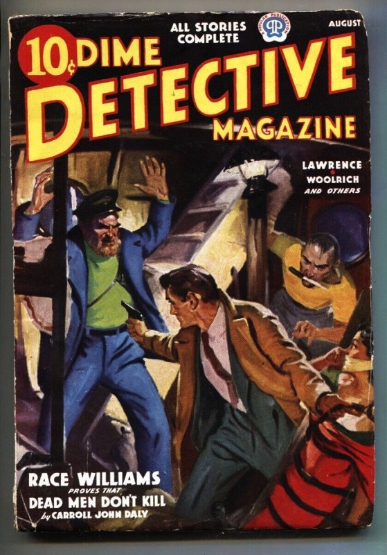Pulp: Dime Detective August 1937- Race Williams- Hugh B Cave- Vg/fn (Popular Publications, 1937), raw, ungraded comic book — front cover