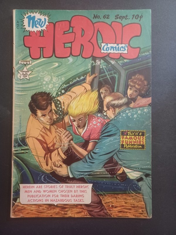 New Heroic Comics #62 (1950), raw comic book in VG/FN condition — front cover