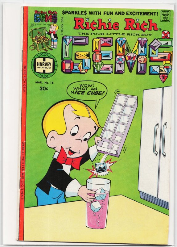 Richie Rich Gems #16 (Harvey Comics, 1977), raw, ungraded comic book — front cover