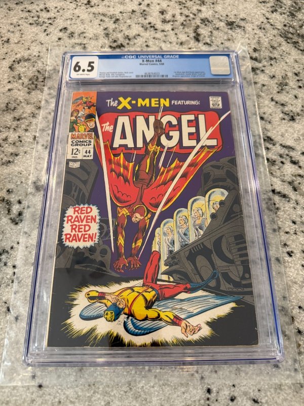 (Uncanny) X-Men #44 (Marvel Comics), CGC 6.5 graded comic book, Universal Blue label — front cover in its holder