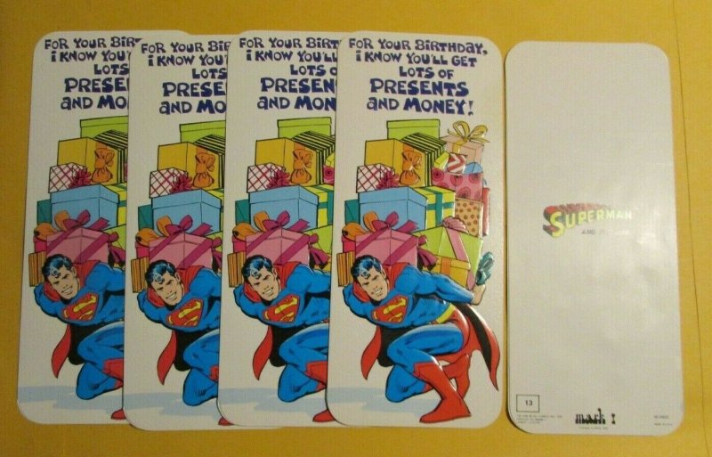 1978 Superman Mark 1 Greeting Card #13 NM 9.4 LOT of 5 Presents & Money Birthday (1978), raw comic book in NM 9.4 condition — front cover