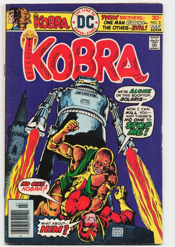 Kobra #3 (DC Comics, 1976), raw, ungraded comic book — front cover