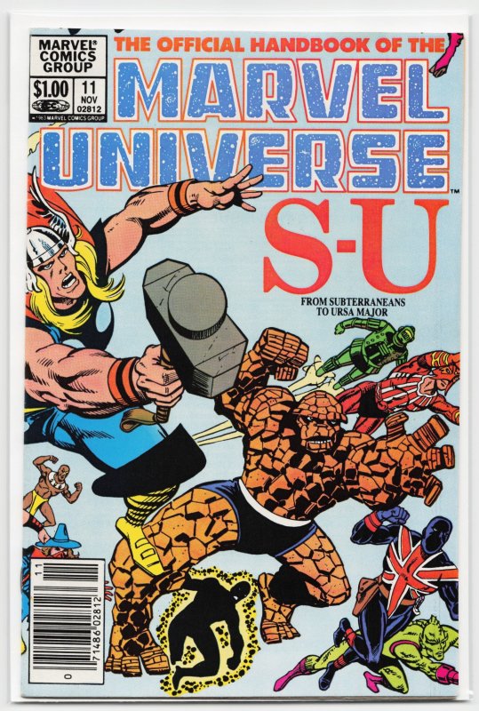 The Official Handbook of the Marvel Universe #11 (1983), raw, ungraded comic book — front cover