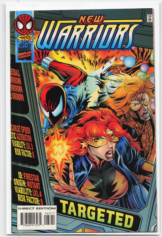 The New Warriors #63 (Marvel Comics, 1995), raw, ungraded comic book — front cover