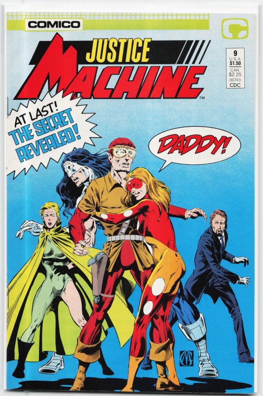Justice Machine #9 (1987), raw, ungraded comic book — front cover