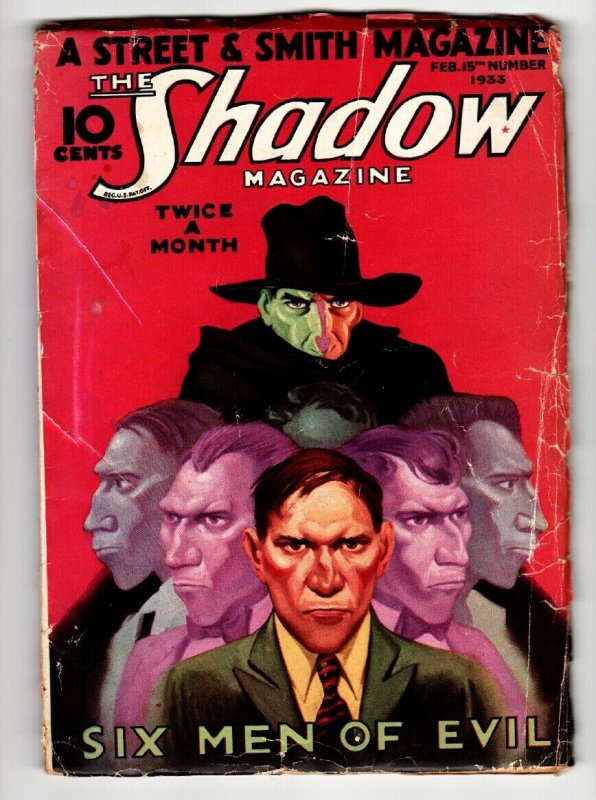 Shadow 1933 February 15 Classic Cover-STREET AND Smith-Rare Pulp VG (Street & Smith, 1933), raw, ungraded comic book — front cover