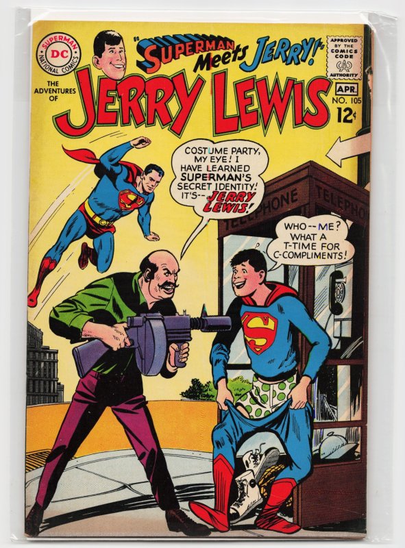 Adventures of Jerry Lewis #105 (DC Comics, 1968), raw, ungraded comic book — front cover