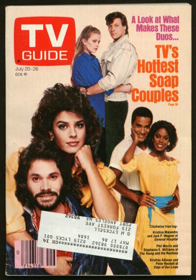 Mag: TV Guide 07/20/1985-Hot Soap Couples/McLaughlin Group G, raw, ungraded comic book — front cover