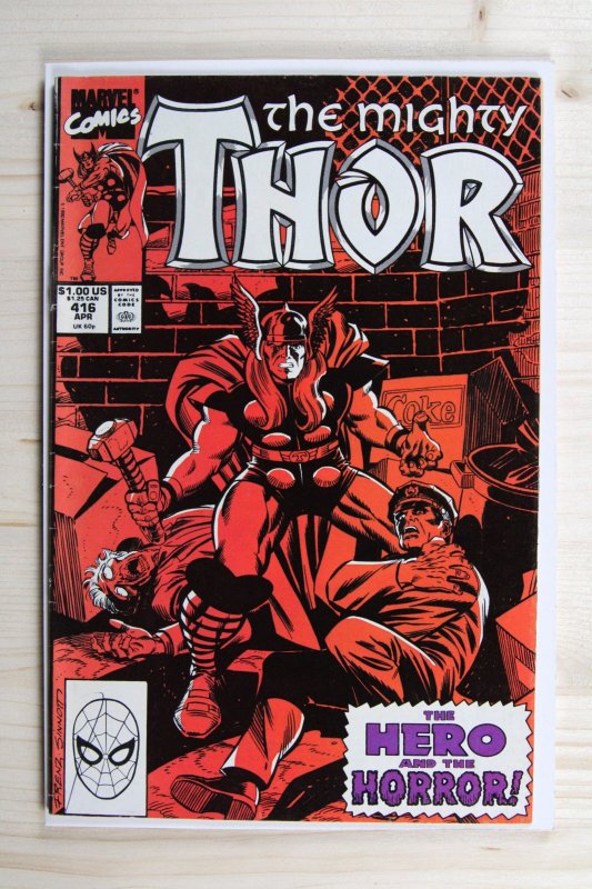 The Mighty Thor #416 (Marvel Comics, 1990), raw comic book in FN/VF 7.0 condition — front cover