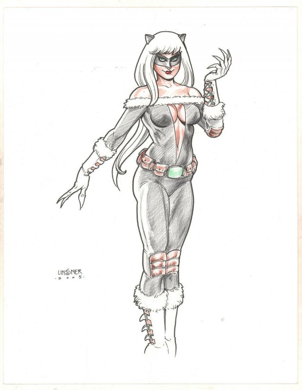 Black Cat Sexy Color Art Commission - Joseph Linsner, raw, ungraded comic book — front cover