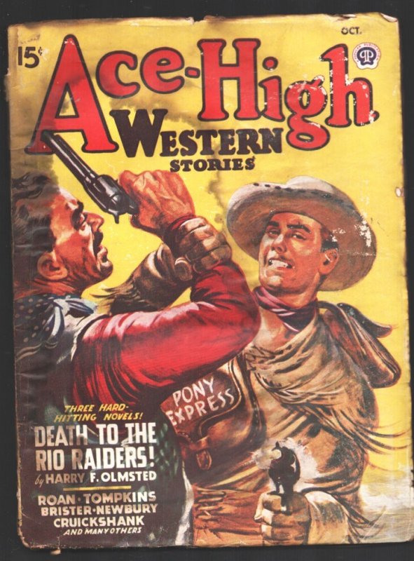 Ace-High Western Stories 10/1947-Pony Express Cover-Harry F. Olmsted, raw, ungraded comic book — front cover