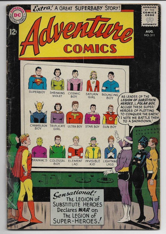 Adventure Comics #311 (DC Comics, 1963), raw comic book in VG condition — front cover