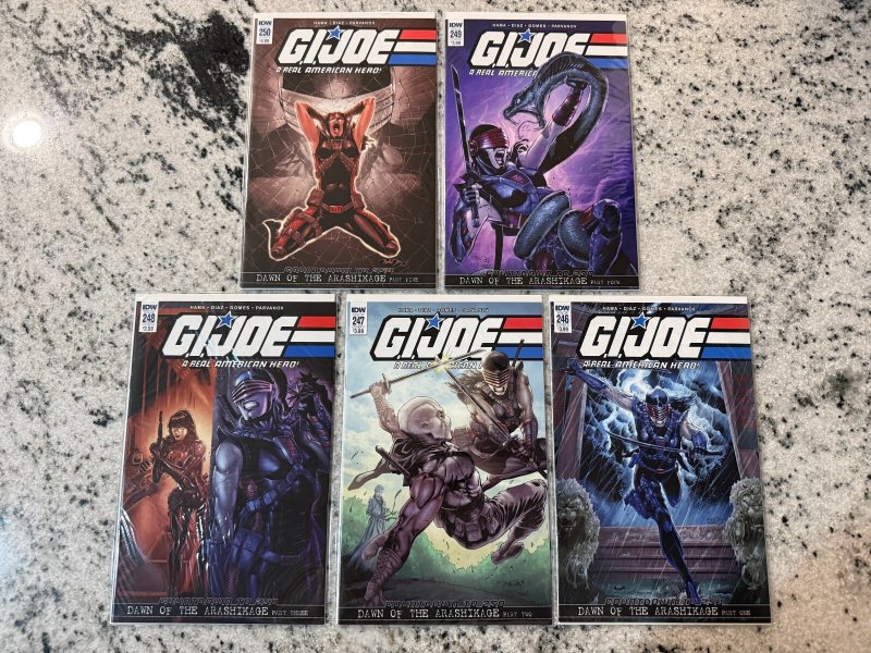 Lot of 5 GI Joe IDW Comic Books # 246 247 248 249 250 NM 1st Prints 10 J434, raw comic book in NM condition — front cover