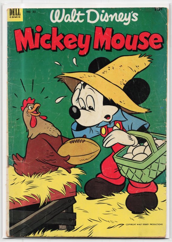 Mickey Mouse #32 (Dell, 1953), raw, ungraded comic book — front cover