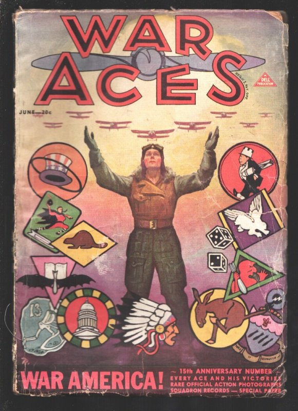 War Aces 6/1932-War America!- H.W. Reusswig Cover-Special 15th Anniversary Issue, raw, ungraded comic book — front cover