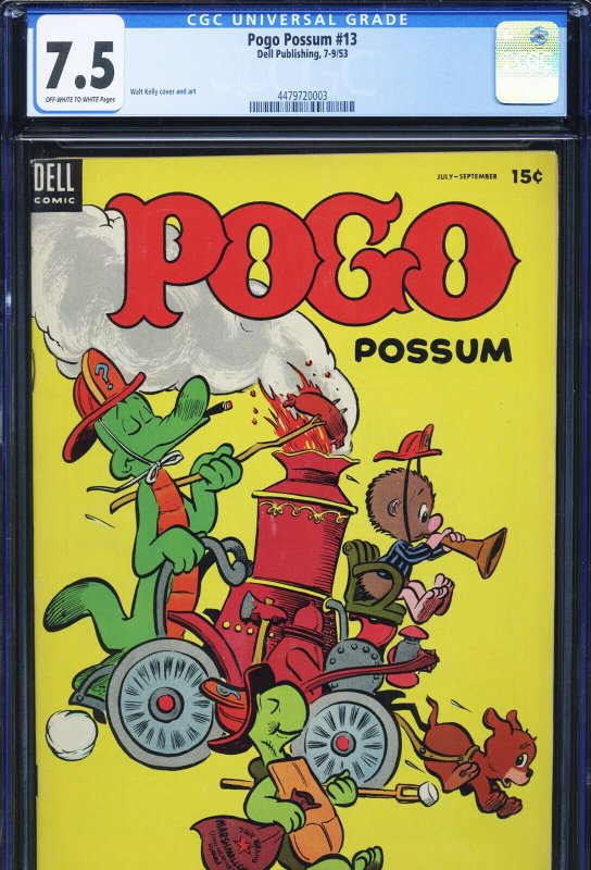 Pogo Possum #13, CGC 7.5 graded comic book, Universal Blue label — front cover in its holder