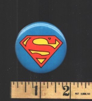 Superman Pin Back Button-1990's -about 1¾"-blue Background, raw, ungraded comic book — front cover