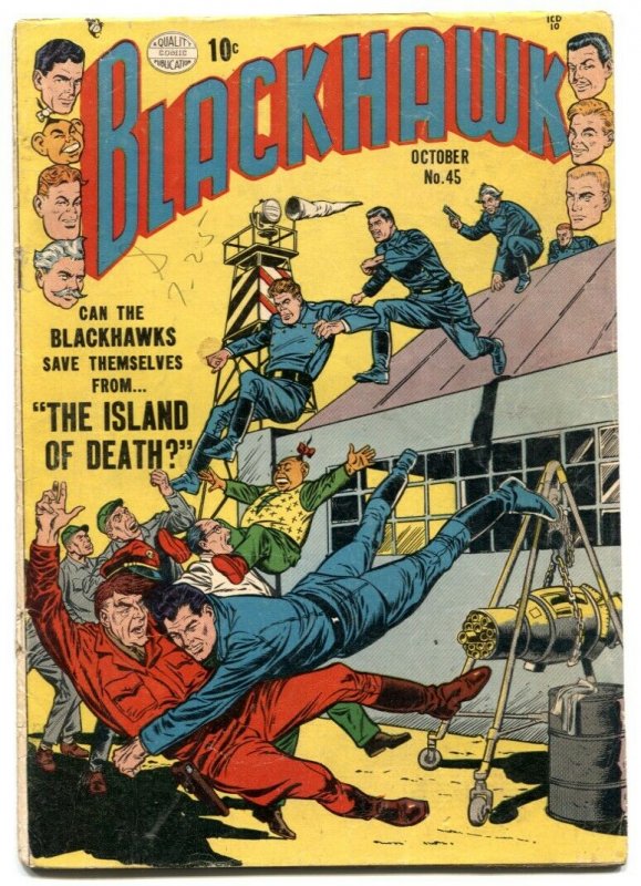 Blackhawk Comics #45 (DC Comics, 1951), raw comic book in VG- condition — front cover