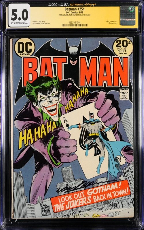 Batman #251 (DC Comics, 1973), CGC 5.0 graded comic book — front cover in its holder