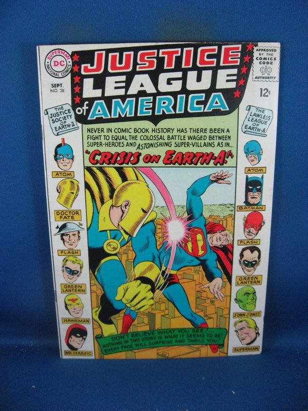 Justice League of America #38 (DC Comics, 1965), raw comic book in VF condition — front cover