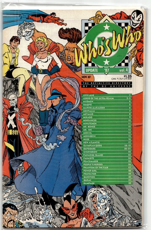 Who's Who: The Definitive Directory of the DC Universe Update '87 #4 (DC Comics, 1987), raw, ungraded comic book — front cover