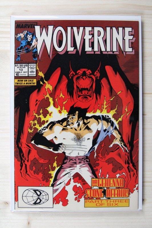 Wolverine #13 (Marvel Comics, 1989), raw comic book in VF+ 8.5 condition — front cover