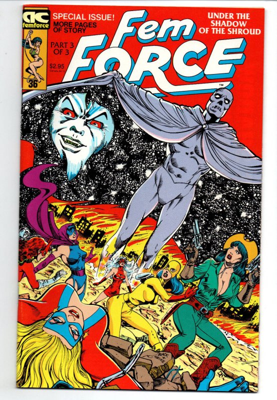 Femforce #36 (1991), raw comic book in NM condition — front cover