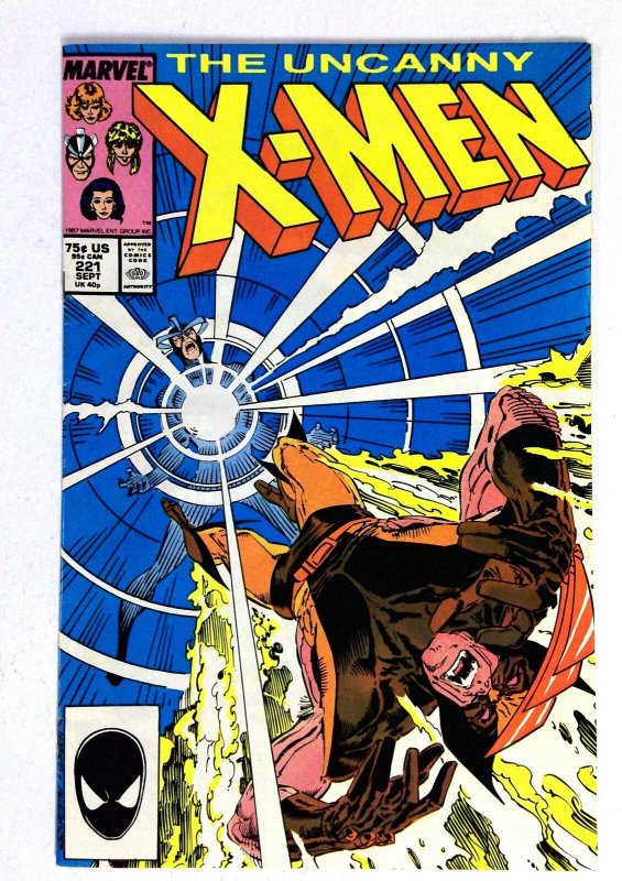 X-Men #221 (Marvel Comics, 1987), raw comic book in FN condition — front cover