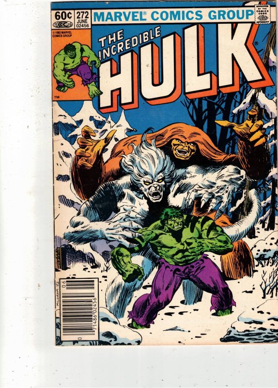 Incredible Hulk #272 (Marvel Comics, 1982), raw comic book in VF/NM condition — front cover