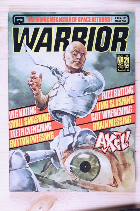 Warrior #21 (1984), raw comic book in FN/VF 7.0 condition — front cover