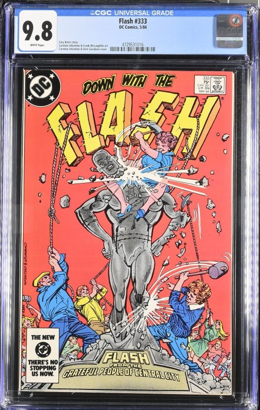 Flash #333 (DC Comics, 1984), CGC 9.8 graded comic book, Universal Blue label — front cover in its holder