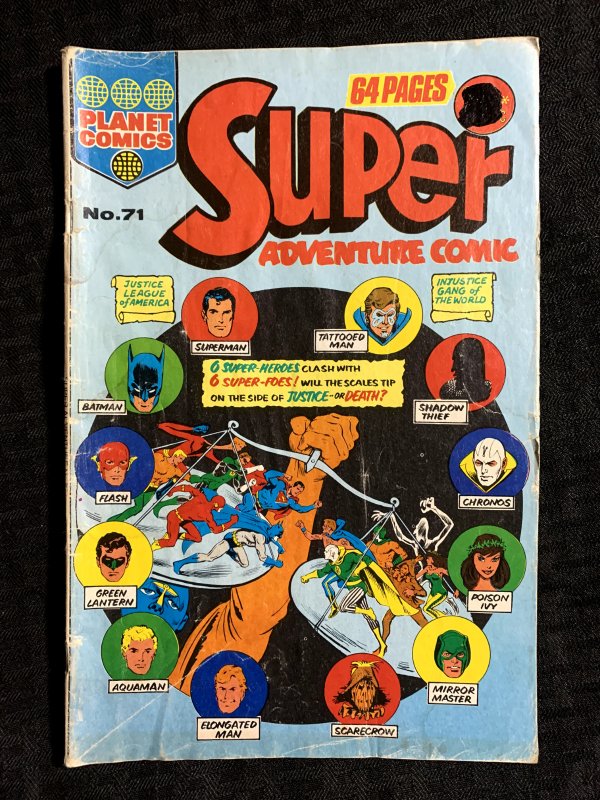 Vintage Super Adventure Comic #71, raw comic book in VG 3.0 condition — front cover