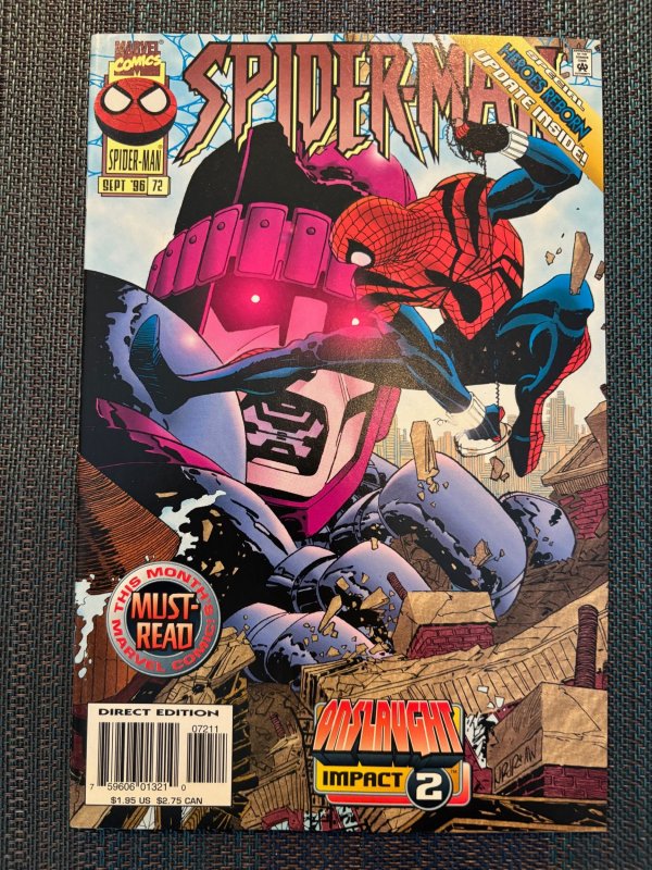 Spider-Man #72 (Marvel Comics, 1996), raw, ungraded comic book — front cover
